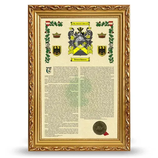 Heinzelmann Armorial History Framed - Gold
