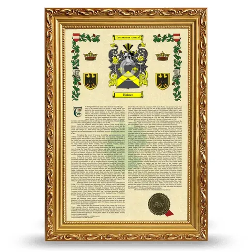 Heizer Armorial History Framed - Gold