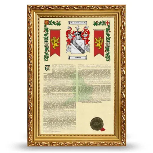 Helam Armorial History Framed - Gold