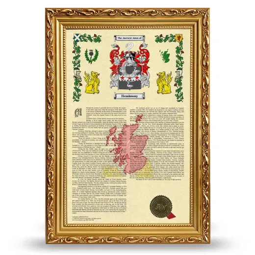 Heminway Armorial History Framed - Gold