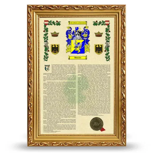 Hemire Armorial History Framed - Gold