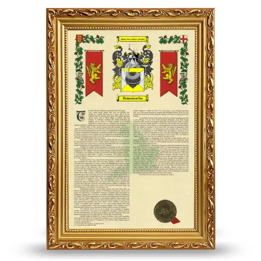 Hemsworths Armorial History Framed - Gold