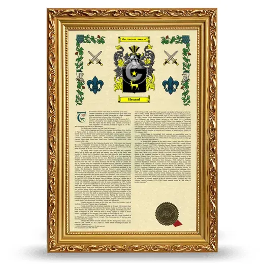 Henard Armorial History Framed - Gold