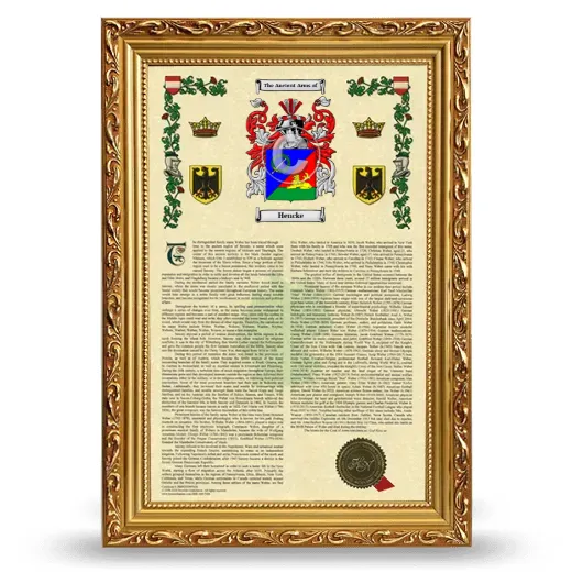 Hencke Armorial History Framed - Gold