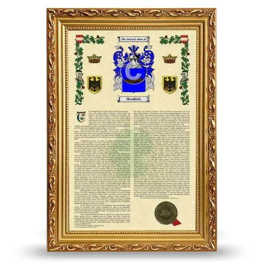 Hendrich Armorial History Framed - Gold