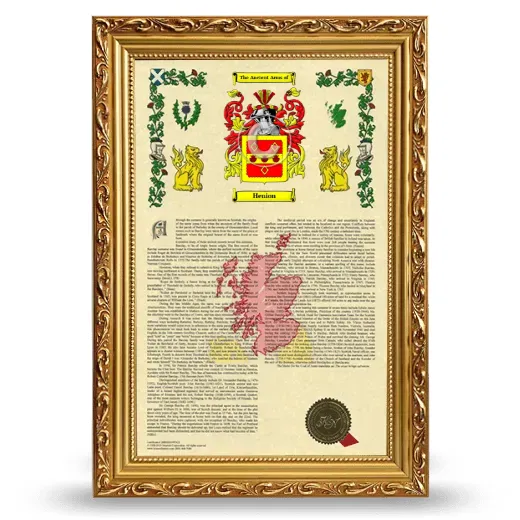 Henion Armorial History Framed - Gold