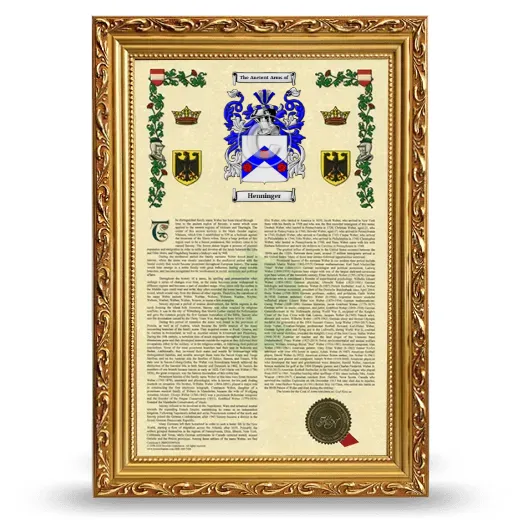 Henninger Armorial History Framed - Gold