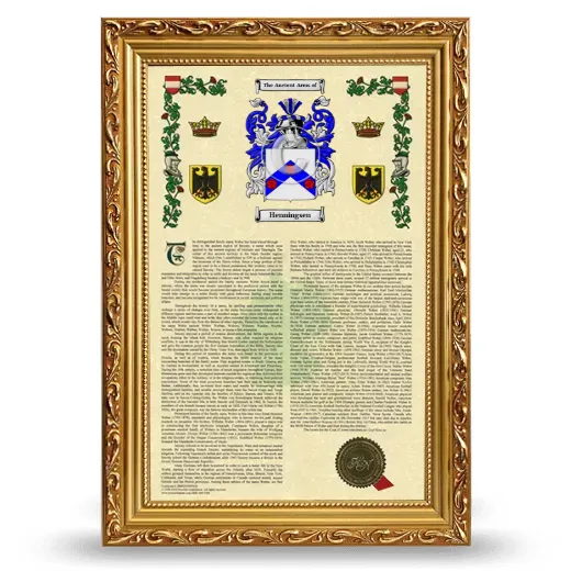 Henningsen Armorial History Framed - Gold