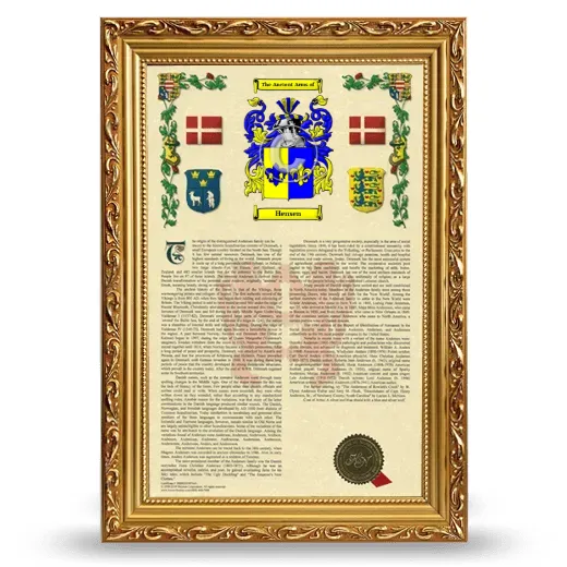 Hensen Armorial History Framed - Gold