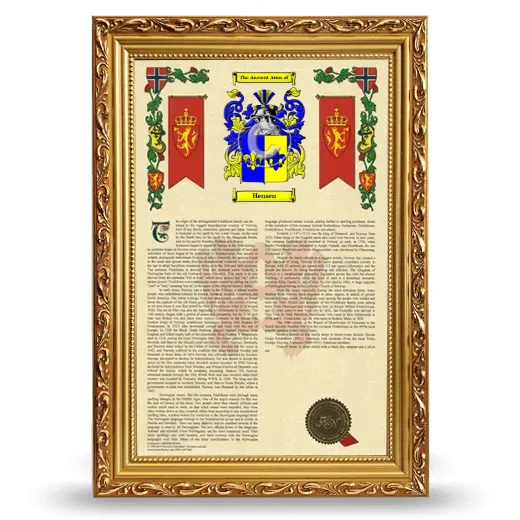 Hensen Armorial History Framed - Gold