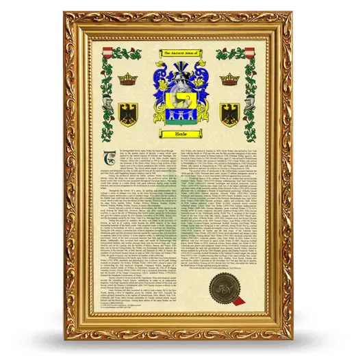 Herle Armorial History Framed - Gold