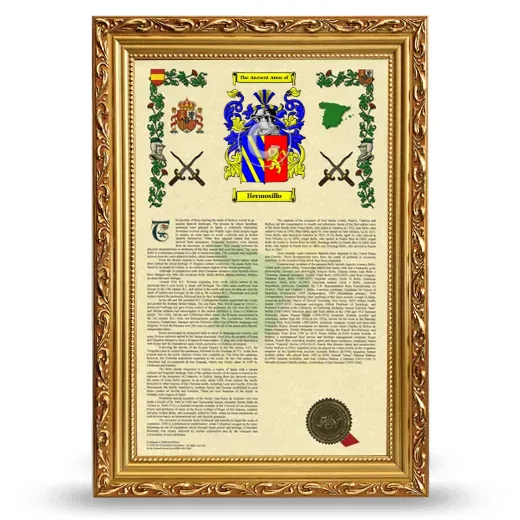 Hermosillo Armorial History Framed - Gold