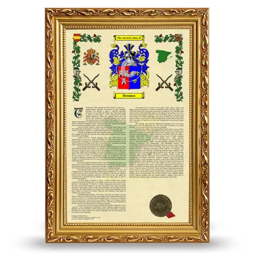 Hernaez Armorial History Framed - Gold