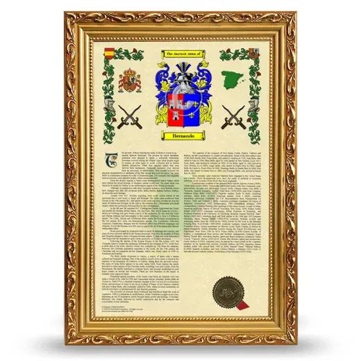 Hernando Armorial History Framed - Gold