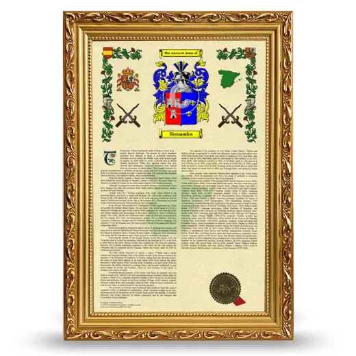 Hernandos Armorial History Framed - Gold