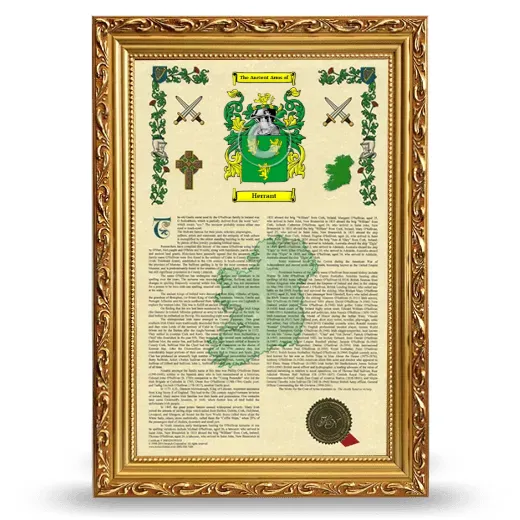 Herrant Armorial History Framed - Gold