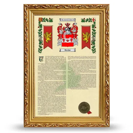Herrine Armorial History Framed - Gold