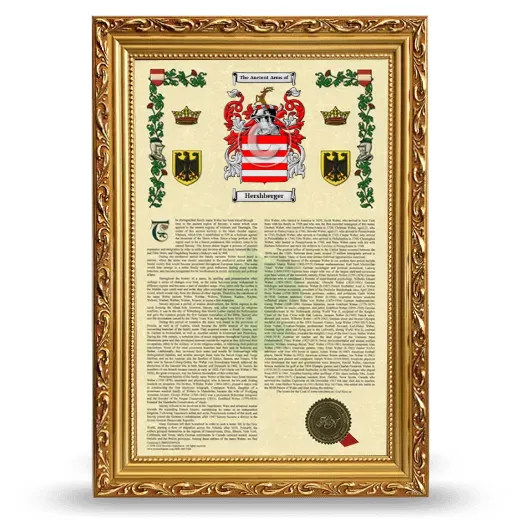 Hershberger Armorial History Framed - Gold