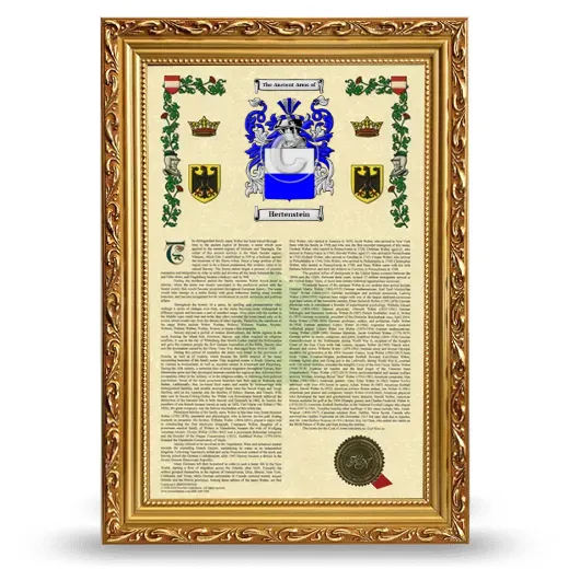 Hertenstein Armorial History Framed - Gold