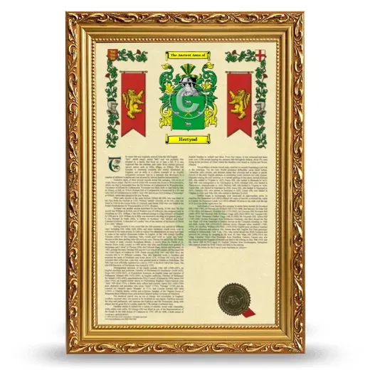 Hertynd Armorial History Framed - Gold