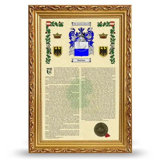 Hertzen Armorial History Framed - Gold