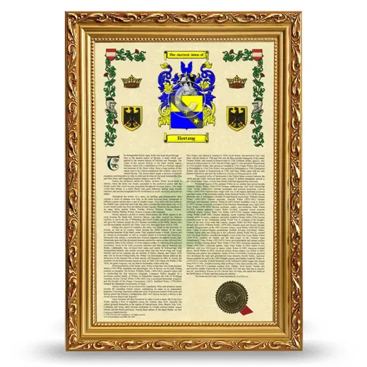 Hertzog Armorial History Framed - Gold