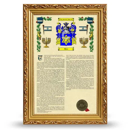 Herz Armorial History Framed - Gold