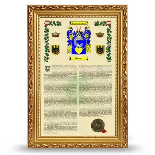Herzen Armorial History Framed - Gold
