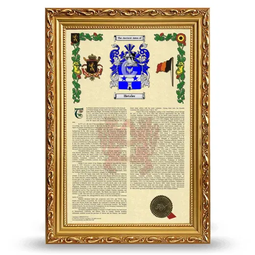 Hetzler Armorial History Framed - Gold