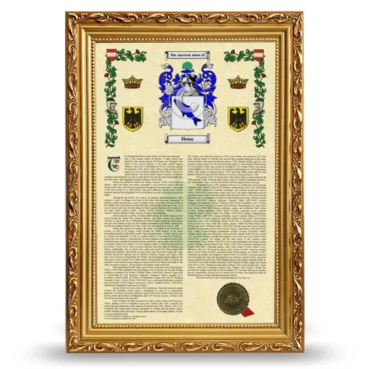 Heun Armorial History Framed - Gold
