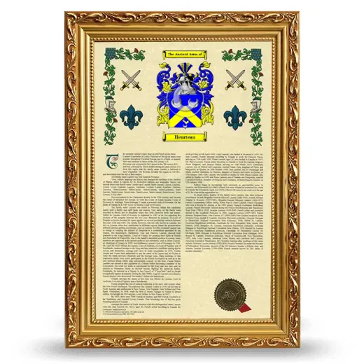 Heurteau Armorial History Framed - Gold