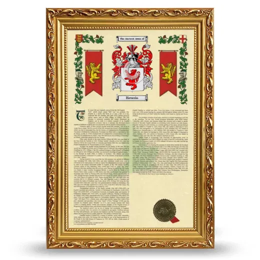 Heverin Armorial History Framed - Gold