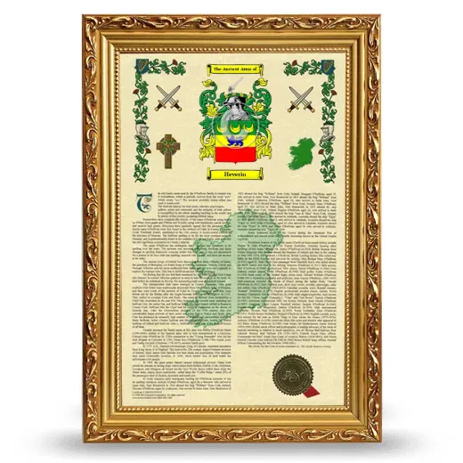 Heverin Armorial History Framed - Gold