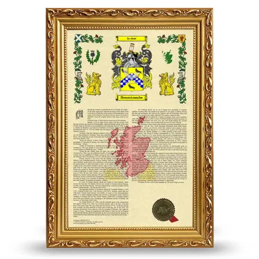 Hewestoombe Armorial History Framed - Gold