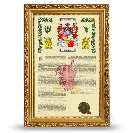 Hewiston Armorial History Framed - Gold
