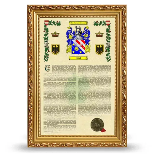 Hidel Armorial History Framed - Gold