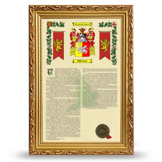 Hill house Armorial History Framed - Gold