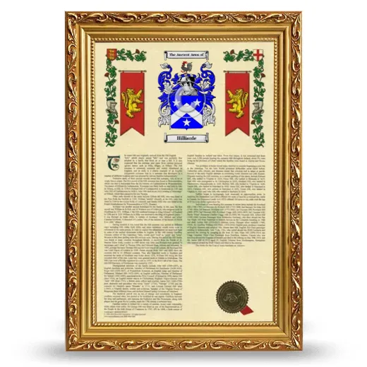 Hilliarde Armorial History Framed - Gold