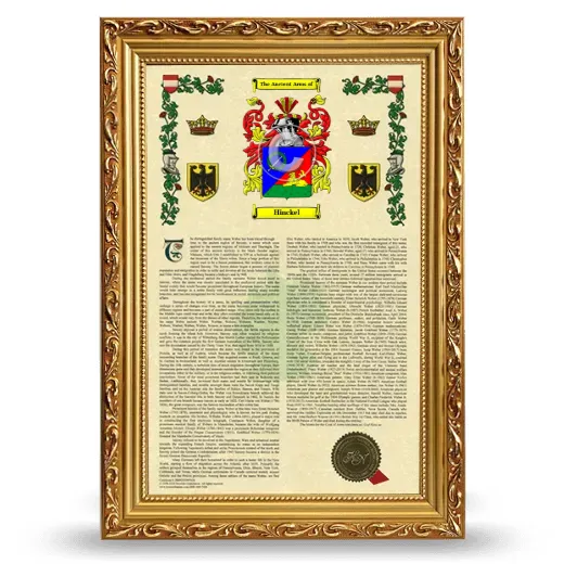 Hinckel Armorial History Framed - Gold