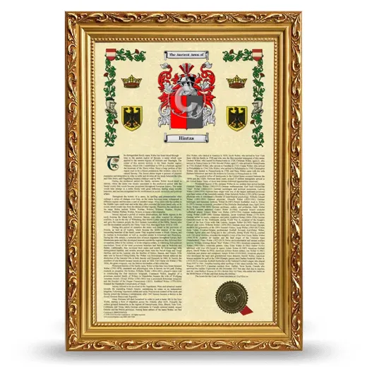 Hintza Armorial History Framed - Gold