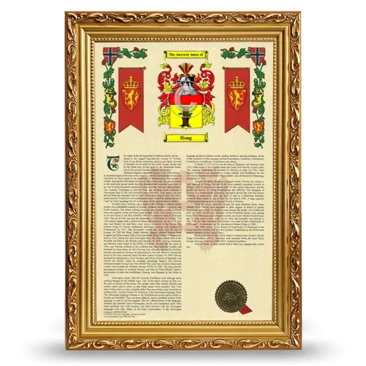 Hoag Armorial History Framed - Gold