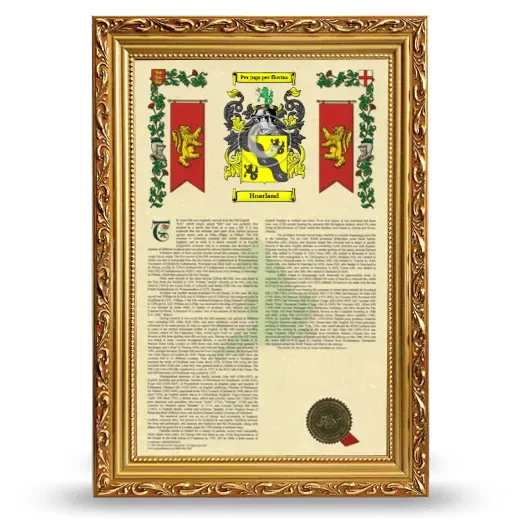 Hoarland Armorial History Framed - Gold