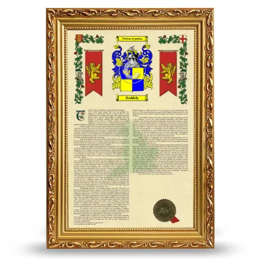 Hoddely Armorial History Framed - Gold