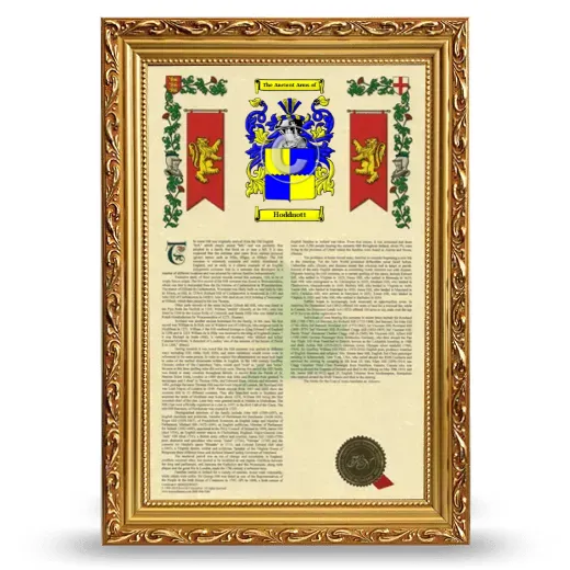 Hoddnott Armorial History Framed - Gold