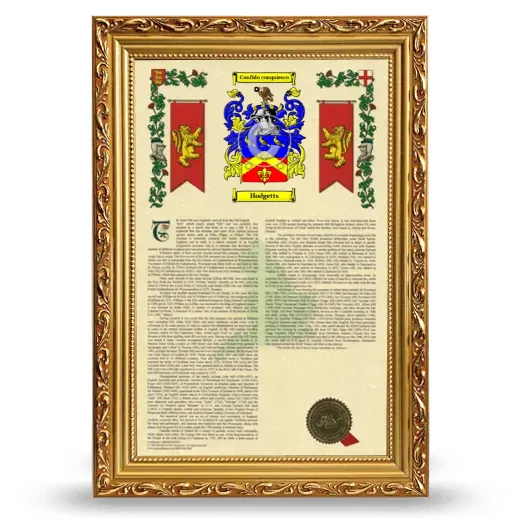 Hodgetts Armorial History Framed - Gold