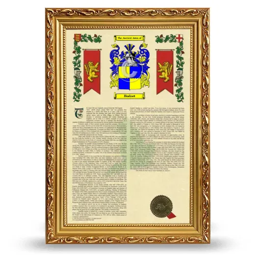 Hodnet Armorial History Framed - Gold