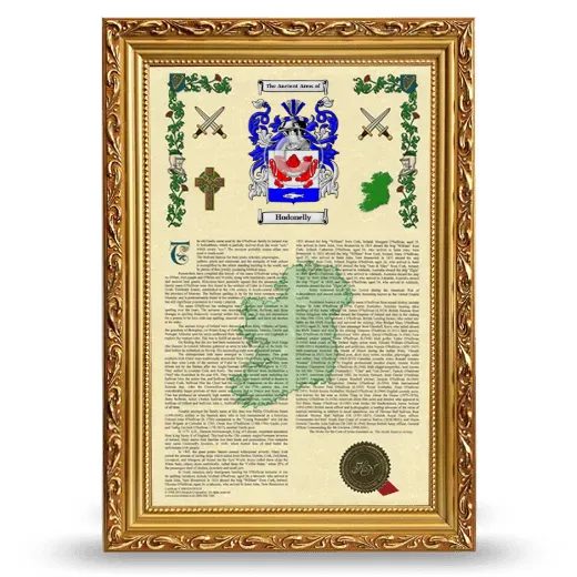 Hodonelly Armorial History Framed - Gold