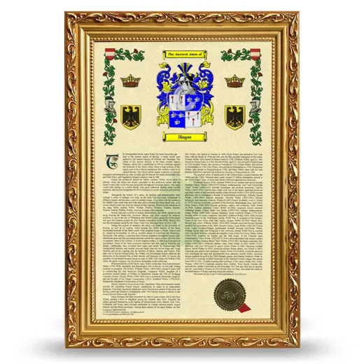 Hoger Armorial History Framed - Gold