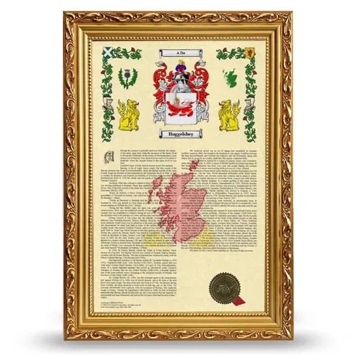 Hoggelsbey Armorial History Framed - Gold