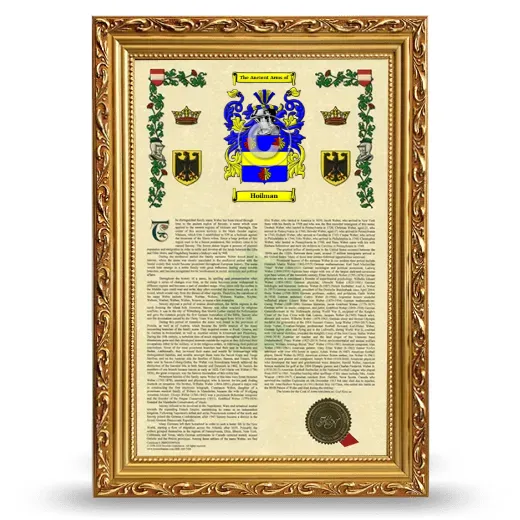 Hoilman Armorial History Framed - Gold
